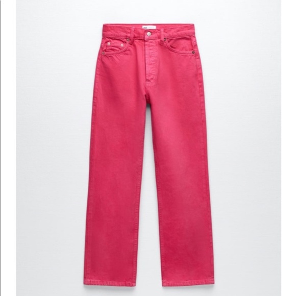 Zara Denim - NWT Zara dark fuchsia high rise straight leg jeans